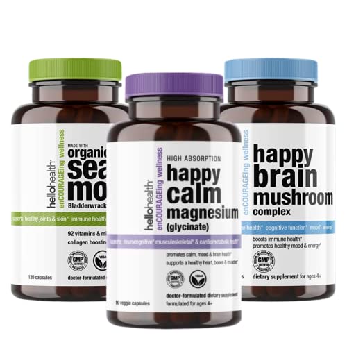 Organic Irish Sea Moss, Magnesium Glycinate & 10 Mushroom Supplement + Lions Mane: Better Faster Stronger Combo Pack For Immune Support, Nootropic Brain Supplement, Energy & Natural Stress Relief #TOP21