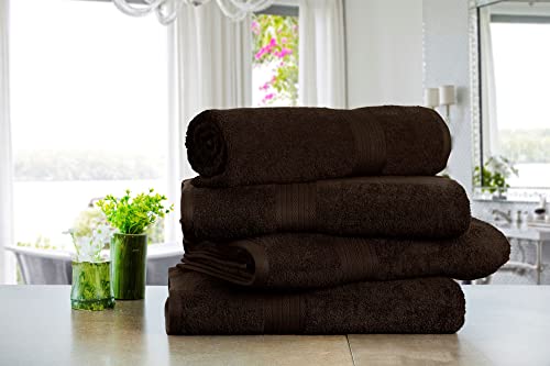 Ample Decor Bath Towels 30 X 54 Inch 100% Cotton 600 Gsm, Oeko Tex Certified Absorbent Soft Premium Quality Durable Machine Washable, Ideal Bathroom, Pool, Hotel, Spa - Brown #TOP1