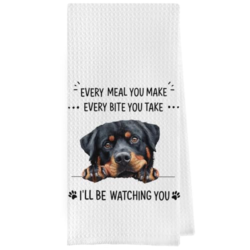 Funny Rottweiler Dish Towels - Rottweiler Decorative Waffle Weave...