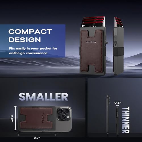 Image of RUNBOX Slim Wallet for Men, RFID Aluminum Pop-Up Card Holder for 12 Cards