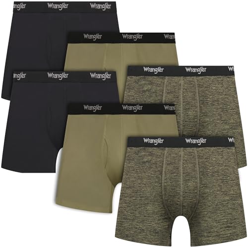 Wrangler Men’s Cooling Boxer Briefs, 6” Inseam, Moisture-Wicking, Stretch Fabric, Pack of 6, Quick Dry