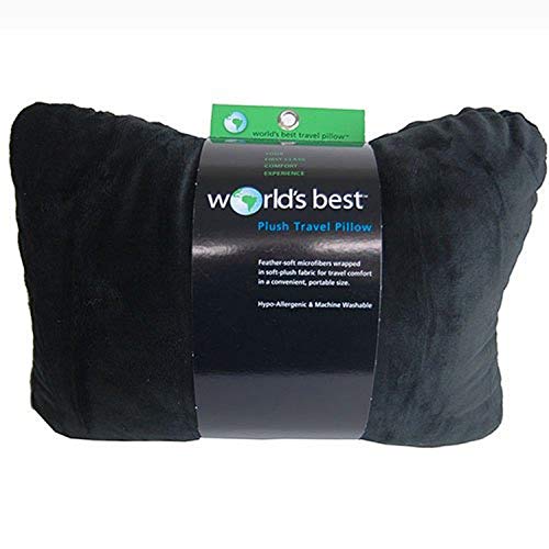 World's Best Feather Soft Microfiber Retangular Travel Pillow, Black
