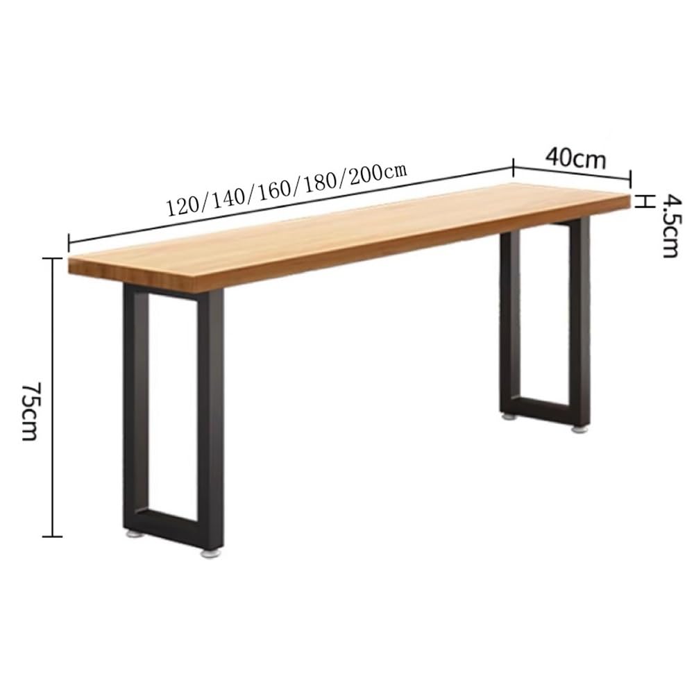 Table de Bar Table de Bar Basse Industrielle avec Cadre en métal, Table Salle à Manger Cuisine étroite et Longue usages Multiples(200 * 40 * 75cm)