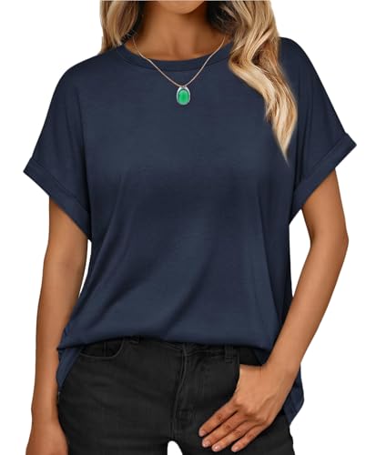 Women's Oversized T Shirts Short Sleeve Crewneck Summer Tops Casual Loose Basic Tee Shirts 2025 Trendy Clothes