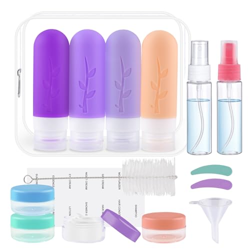 Botes Viaje Rellenables, Vexillic 4 Piezas 90ml Botes para Gel Silicona Rellenables Juego de Viaje...