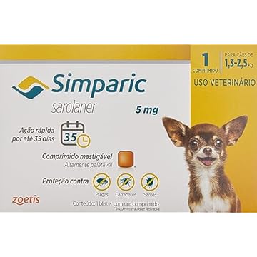 Zoetis Simparic 5Mg 1 3 Até 2 5Kg 1Cp Para Cães