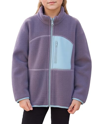 Happy Cherry Jungen Mädchen Polar Fleece Jacke mit Reißverschluss Kinder Casual Übergangsjacke Kleinkind Dicke Outerwear Winter Warm Sherpajacke 120 CM