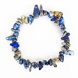Herxion Lapis Lazuli Bracelet for Women & Men- Natural Raw Protection Bracelet, Blue Irregular Chips Stretch Healing Crystals Bracelets Anxiety Relief Jewelry for Encourages Honesty, Wisdom & Truth