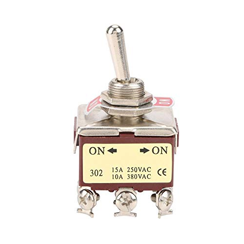 15A/250VAC 10A/380VAC Waterproof Toggle Switch ON-ON Toggle Switch, 3PDT 12mm 2 Position for Automobile Home Appliance Household Industrial Control