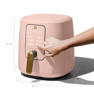  Beautiful-6-Qt-Air-Fryer-with-TurboCrisp-Technology-Touch-Activated-Display-1750W-Fast-Cooking-Adjustable-Temperature-90F-400F-Dishwasher-Safe-Automatic-Shut-Off-Non-Stick-Basket-Rose