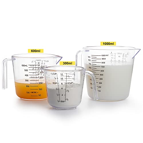 Measuring Cups Set, Liquid Measuring Cups For 3 For Kitchen - BPA Free Plastic Set with Spout Multiple Measurement Scales (Clear) - Image 4