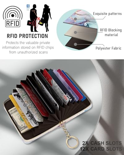 Credit Card Holder, Stylish RFID-Blocking Women's Slim Wallet Perfect for Business and Everyday Use, Keep Your Belongings Safe and Organized (Colorful Marble)3