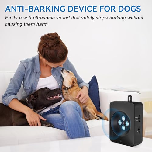 Anti Bell Gerät Hunde, 4 Sendern Wiederaufladbares Antibell für Hunde, Antibell für Kleine Mittel Große Hunde, 33Fuß Automatisch Antibell Ultraschall Gerät Sicher Hundebellen Stoppen Innen Draußen