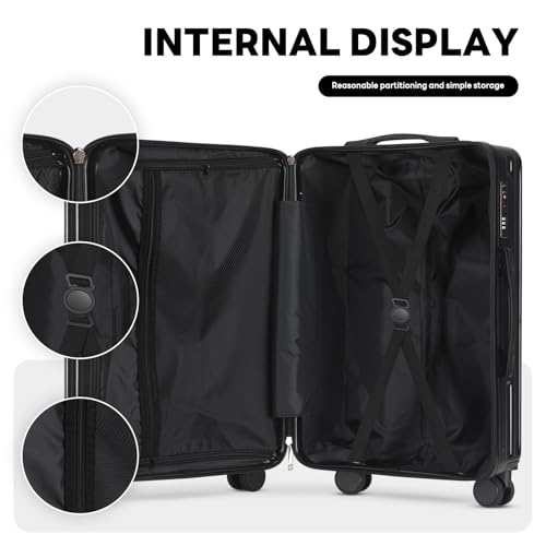 4-Piece Hardside Luggage Set with Cup Holder & USB Charging Port, TSA Lock, 360° Spinner Wheels, Durable Travel Suitcase Set for Family Trips, Unisex 6