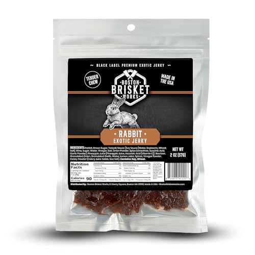 RABBIT JERKY - Premium Small Game Meat - Bushcraft & Survival Snack - Unique Hunter Gift for Brother Him - Exotic Food Present