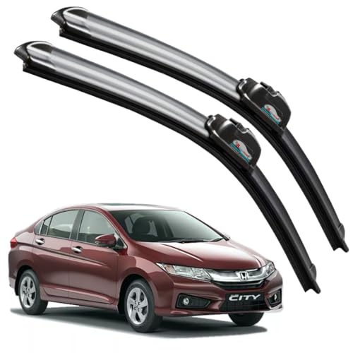 Image of Frameless Rubber Car Wiper Blades Set of 2 Compatible with (City Old (Model : 2012-2016) (D-24,P-14))