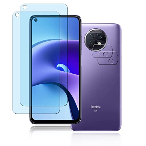 【2+2 セット】Xiaomi Redmi Note 9T 5G 用の カメラフィルム+ Redmi Note 9T 用の ブルーライトカット ガラスフィルム 【ブルーライト93%カット】 旭硝子 redmi note 9t 5g 用の 強化ガラス 液晶保護 耐衝撃 高透過率 9H硬度 気泡ゼロ