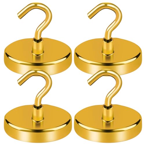 Image of LOVIMAG Magnetic Hooks for Cruise Cabins, 17 0Lbs Cruise Magnets, Yellow Magnetic Hooks Heavy Duty for Hanging, Refrigerator, Grill-4 Pack