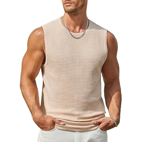 COOFANDY Men's Lightweight Waffle Knit Tank Top Cover