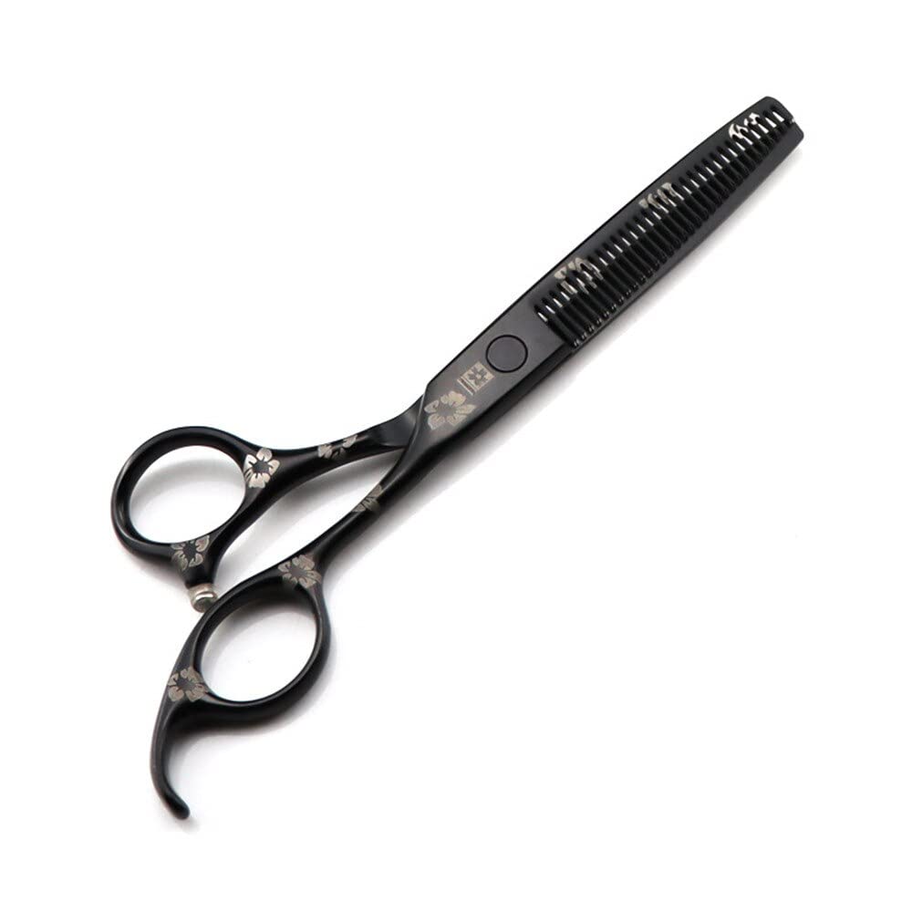 Ciseaux de coiffure professionnels en acier inoxydable, 6 pouces, en acier 440C japonais, motif fleur noire, for coupe de cheveux, ciseaux de coiffure