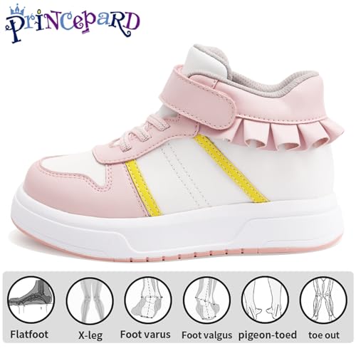 Orthopedic Shoes for Girls with Ankle and Arch Support,Fashion Thick Sole Sneakers with Skirt Decoration2