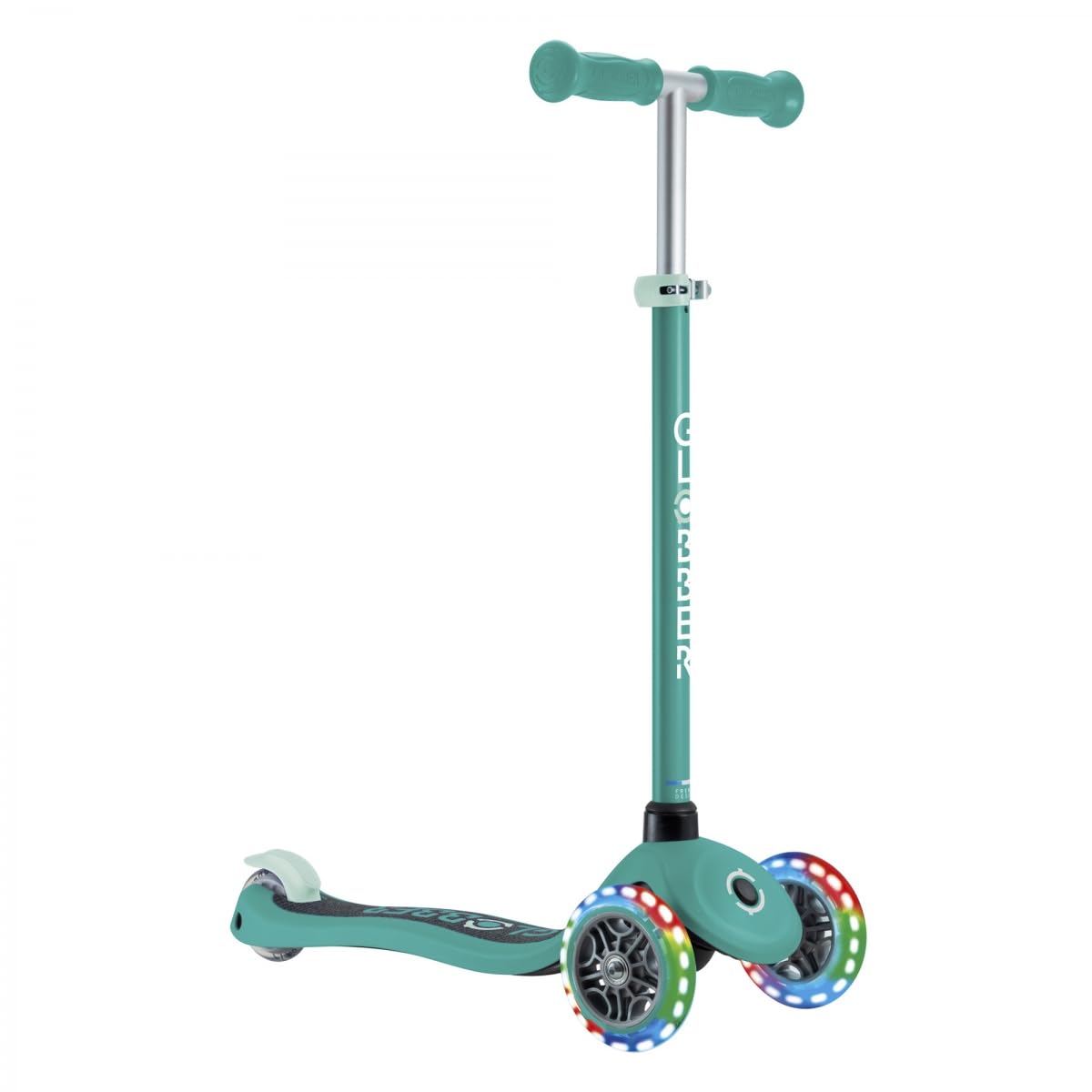 Globber - Primo Lights - Monopattino a 3 ruote per bambini dai 3 ai 7 anni, verde