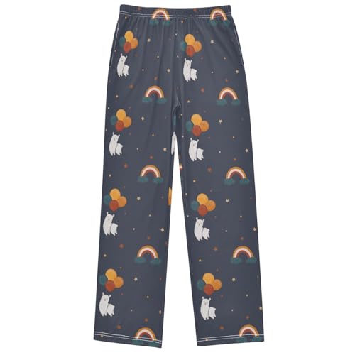 Boy's Pj Pants Llama Balloon Rainbow Star Lounge Bottoms Elastic Waist Kids Joggers with Pockets Size 6-14