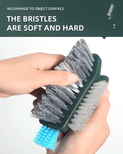Image of WKY Scrub Brush for Cleaning, Bathroom Cleaning Brushes with Squeegee, Stiff Bristles Deep Cleaning Brush, V-Shape Cleaner Brush for Kitchen Tub Sink Floor (2 Pack)