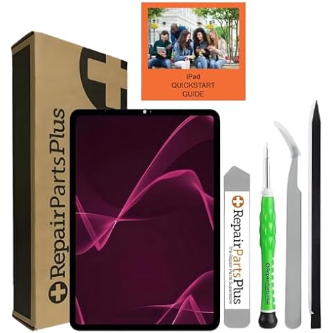 RepairPartsPlus for iPad Pro 12.9 (3rd Gen | 4th Gen) Screen Replacement LCD Display + Touch Digitizer Premium Kit (A1876 A1895 A1983 A2014 A2229 A2069 A2232 A2233) + PCB Board, Tools, Adhesive, Guide Cover