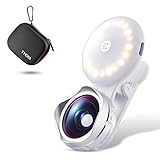 TYCKA Cell Phone Lens with Beauty LED Selfie Light, 15X Macro Lens & 110° Wide Angle Lens, 3-Mode Adjustable Brightness Fill Light for iPhone 8 7, 6s 6s Plus, 6 6Plus, 5 5s se, Samsung, LG, HTC