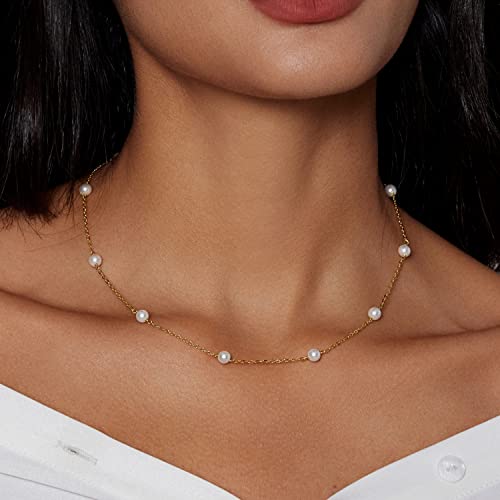 Image of Zeffy Pearl Necklace 4MM /6MM /8MM Dainty Round Imitation Pearl Choker Necklace Wedding Pearl Necklace Delicate Jewelry for Women Simple Bridesmaid Jewelry Gifts