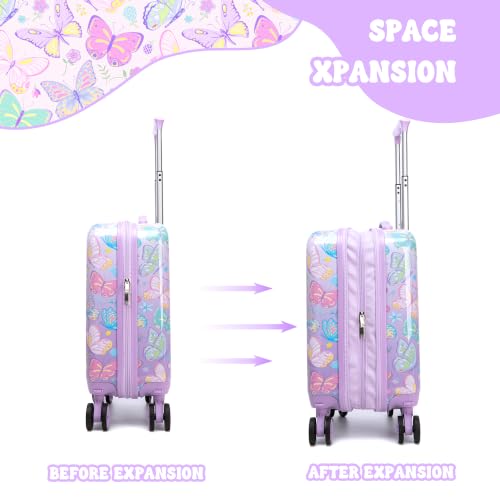 Image of Kids Luggage Set with Spinner Wheels 5 Piece 16inch Toddler Suitcase for Girls Travel Carry on Luggage Airline Approved