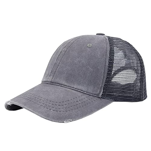 Leoodo Trucker - Gorra de béisbol unisex para hombre, gorra de béisbol Snapback ajustable, aspecto desgastado gris Talla única Cover