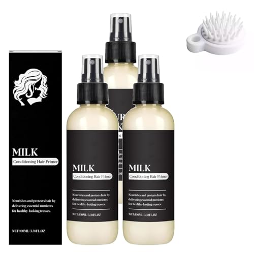 Nutre la imprimación del cabello acondicionador de la leche, nurishes suaviza el cabello, los pelos de cuidado del cuidado suave, el control del frizz con las proteínas de la leche (3pcs)