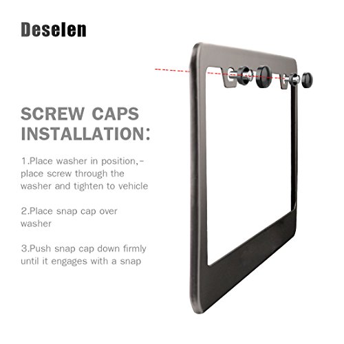 Deselen Stainless Steel License Plate Frame for Genesis with Screw Caps Cover Set, Genesis Logo，Matt Black (2 Pieces Front/Back) LP-GE01BP - Thumbnail 4