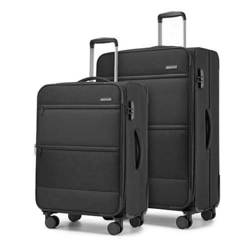 British Traveller Lot de 2 Valises Sets de Bagages (68.5/79.5cm) - Set de Valises Souples Légères et Résistantes avec 4 Roues Silencieuses 360° et Serrure...