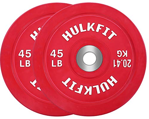 HulkFit Color Coded Olympic 2-Inch Rubber Bumper Plate with Steel Hub for Strength