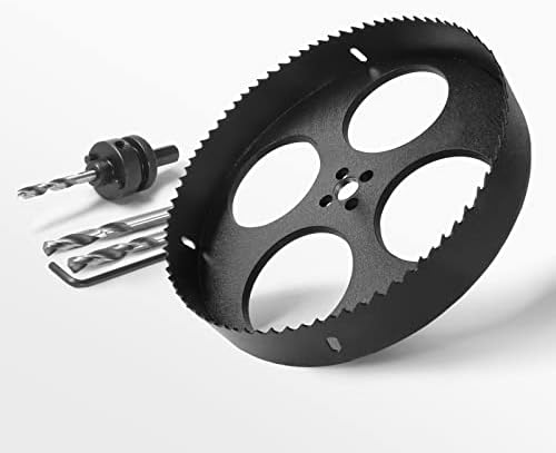 8 Inch Hole Saw with 1/2" Hex Shank Quick Change Arbor, JTemgle Bi-Metal Hole Saw Heavy Duty Hole Cutting Tool for Cornhole Boards, Recessed Lights, Wood, Plastic, Drywall & Soft Metal