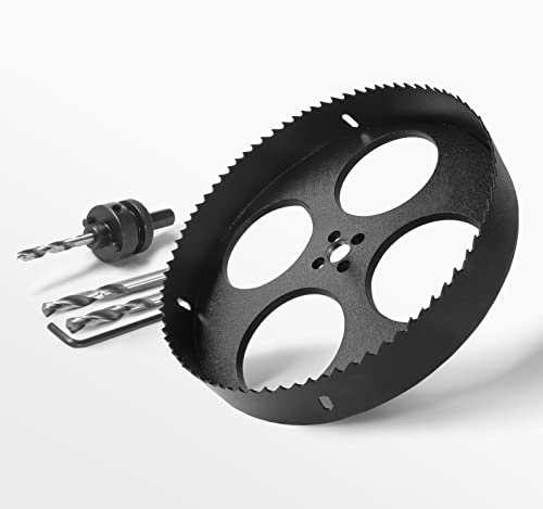8 Inch Hole Saw With 1/2" Hex Shank Quick Change Arbor, Jtemgle Bi-Metal Hole Saw Heavy Duty Hole Cutting Tool For Cornhole Boards, Recessed Lights, Wood, Plastic, Drywall & Soft Metal #TOP1