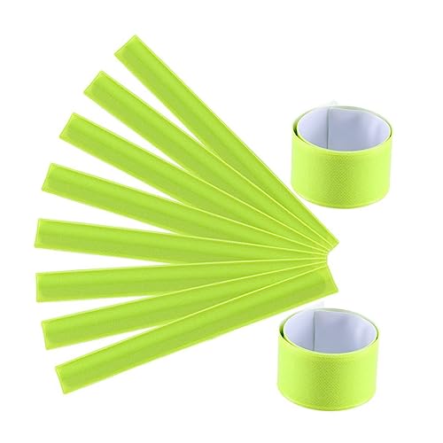 HANABASS 4Pcs Reflective Slap Bands for Night Running High Visibility PVC Wrist Bracelets for Walking Hiking Jogging Fluorescent Green Safety Gear