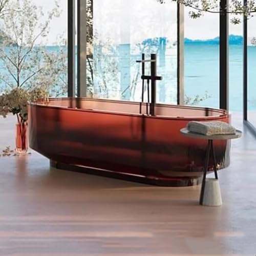 TT-YEC Baignoire Double Profonde De 67 Pouces, Baignoire De Luxe avec Drain, Baignoire en Résine Transparente Moderne, Centre De Spa Ovale Magnifique Et...