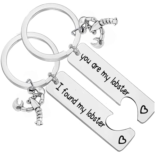 2 peças de chaveiro combinando para casal, presentes para namorado, namorada, presentes para marido da esposa, chaveiros lagosta, Prata, tamanho �nico