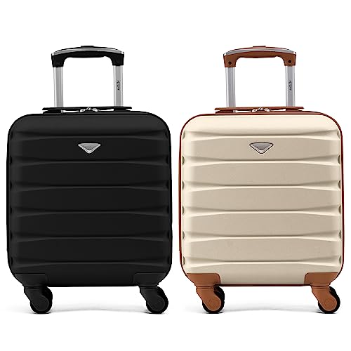 Flight Knight Suitcase Set of 2 Lightweight 4 Wheel ABS Hard Case Carry On Hand Luggage Approved for Over 35 Airlines Including easyJet, Maximum Size for KLM & Air France 55x35x25cm
