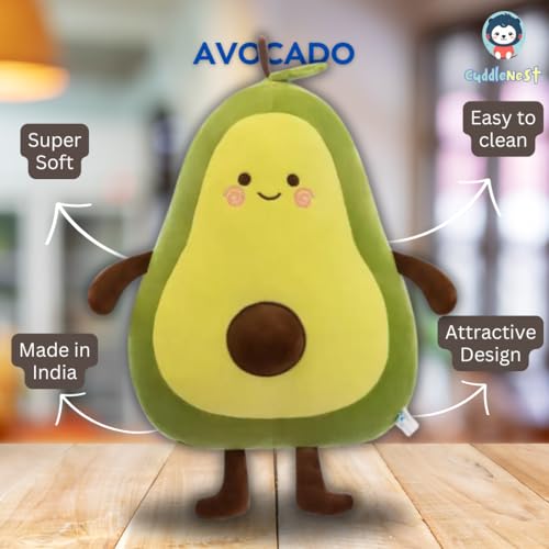 Image of Avocado Soft Toy, Plush Toys, Soft Toys for Kids | Soft Toy for Baby Boys and Girls | Cute Toy | 35 cm Stuff Toy for Kids | Cute Cuddle Pillow for All Ages
