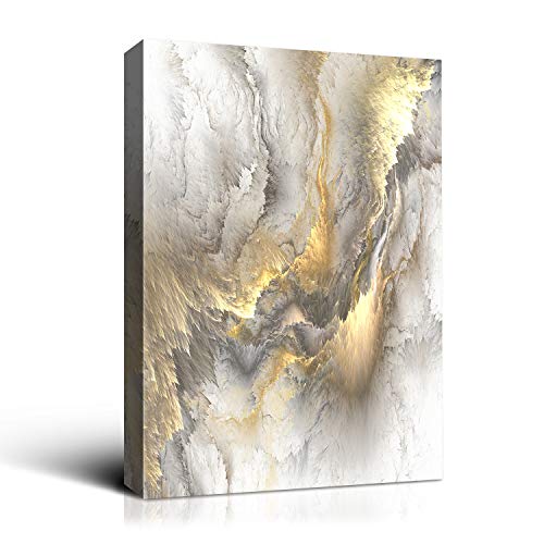 Denozer Abstract White and Gold Marble Picture Wall Art Prints on Canvas - Modern Wall Decor Collection Colorful Paintings for Living Room Bedroom and Office,30x40 Inches