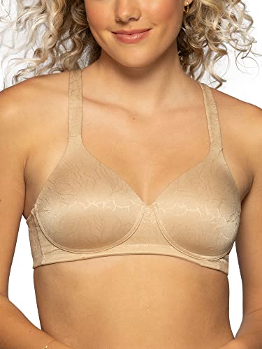 Vanity Fair Women's Perfect T-Shirt Bra, Body Shine Full Coverage, Lightly Lined Cups up to DD, Wirefree-Beige Jacquard, 36B