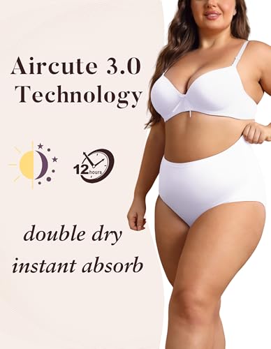 Image of AIRCUTE Washable Urinary Incontinence Protective Underwear for Women Leak Proof Absorbent Reusable Panties 60ML 1 Pack (White, 3X-Large)