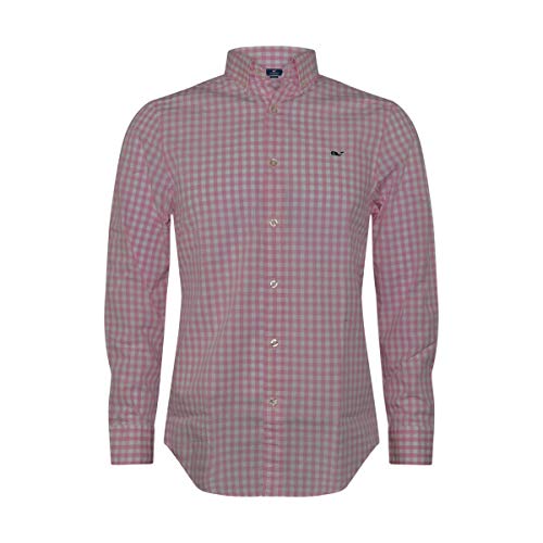 Vineyard Vines Men's Classic Fit Whale Shirt - Star Island Gingham (X-Large, Dawn Pink)