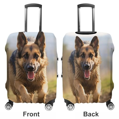 Running German Shepherd Dog Luggage Cover, Washable Elastic Suitcase Cover Protector Fit 18-32 Inch Luggage3
