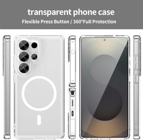 Image of DIZORO Crystal Clear Magnetic Compatible with Samsung S24 Ultra Case with Anti-Yellow Anti-Scratch | Shockproof Transparent Cover